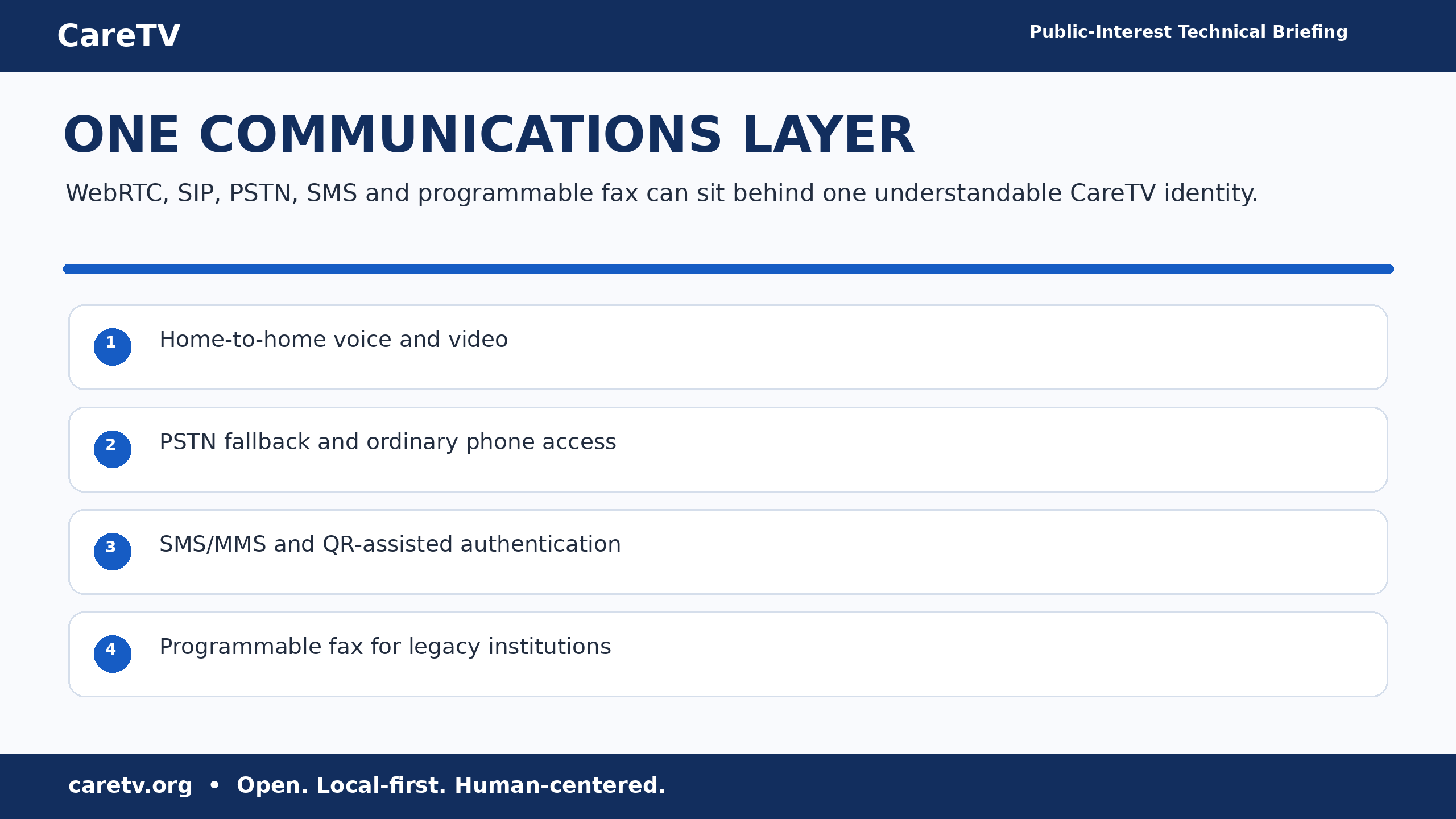 ONE COMMUNICATIONS LAYER